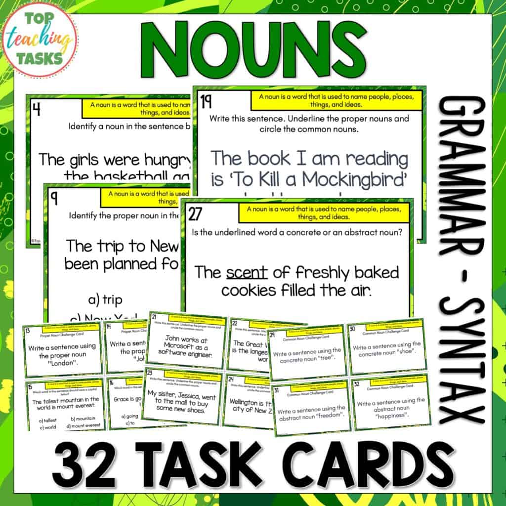 Nouns and Proper Nouns Task Cards Grammar Syntax Activities Top