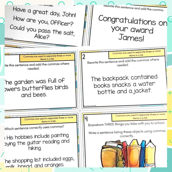 Comma Task Cards c Comma Task Cards c