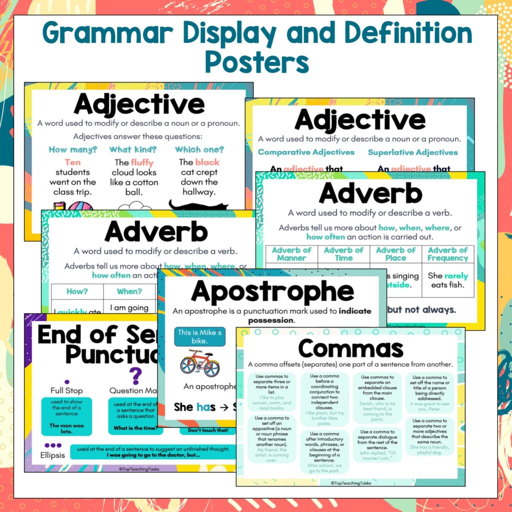 Grammar (Parts of Speech) and Punctuation Display Pack - Top Teaching Tasks