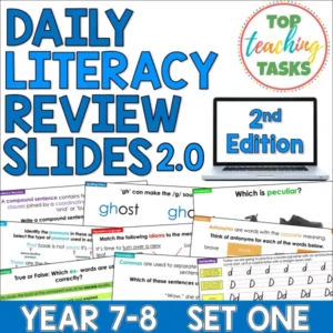 Daily Literacy Review Slides for Year 7-8: Set One 2nd Edition