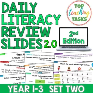 Daily Literacy Review Slides for Year 1-3: Set Two Second Edition