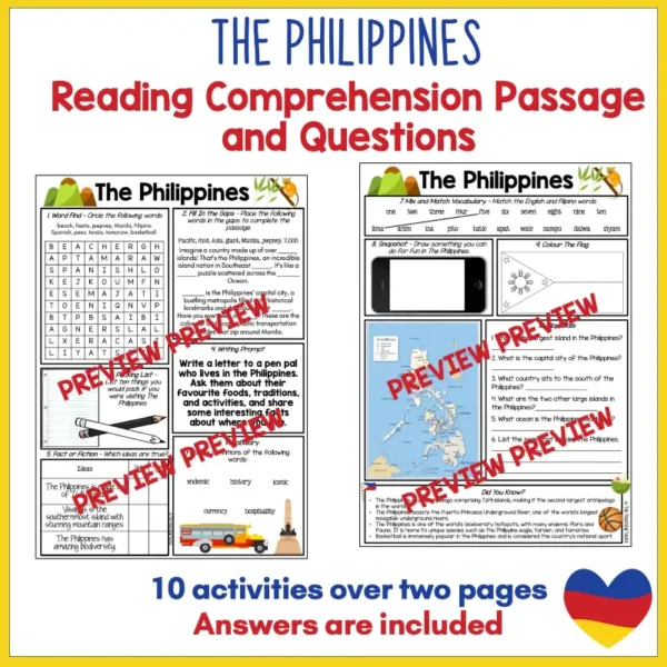 Phillipines Activity Sheets b Phillipines Activity Sheets b