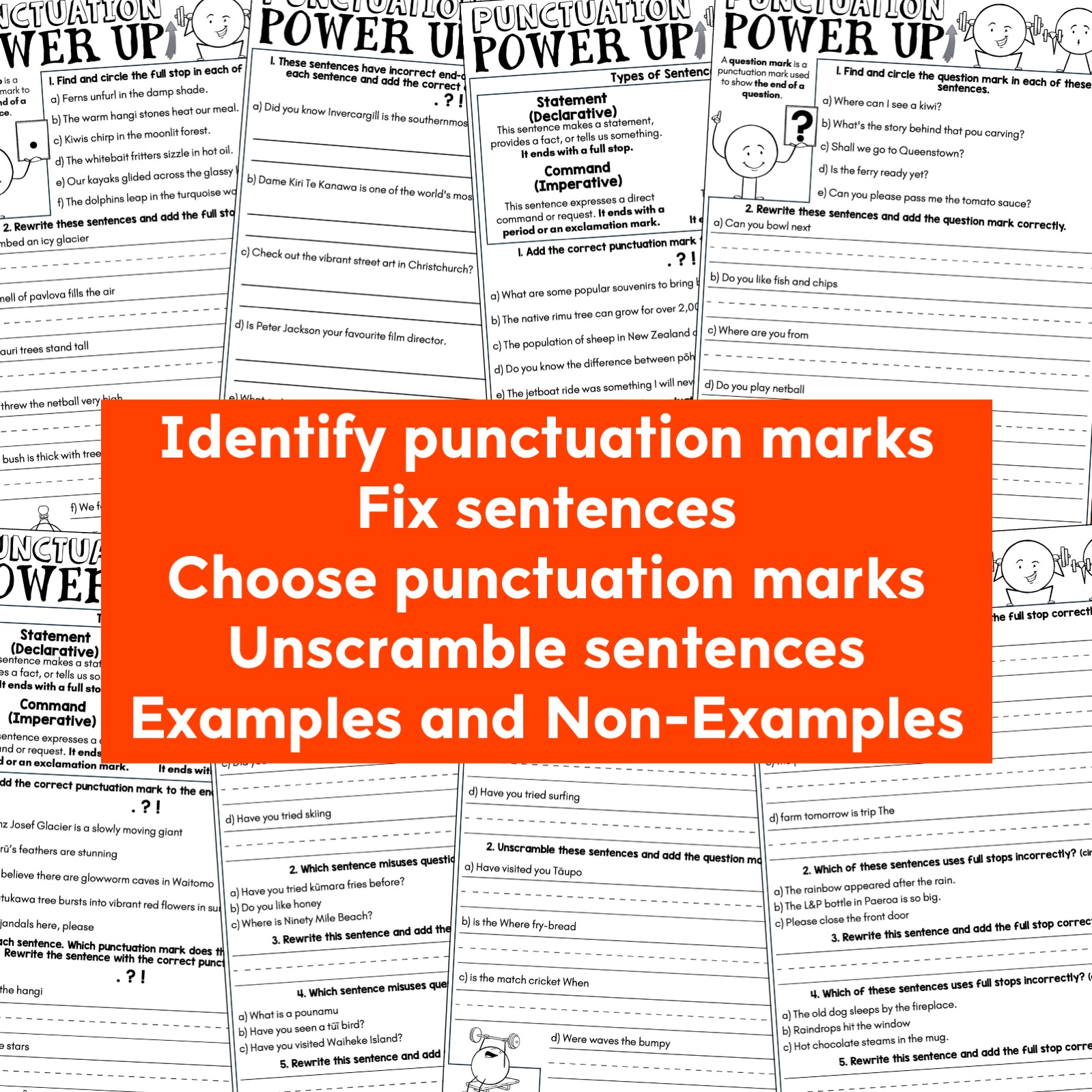 Punctuation Power-Up Activities | End-of-Sentence Punctuation (NZ ...