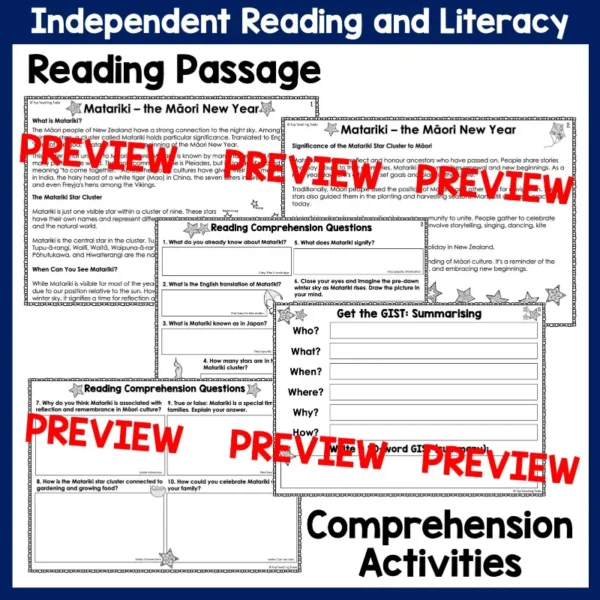 The Matariki Star Cluster Reading and Literacy Activities Year 3-4 b The Matariki Star Cluster Reading and Literacy Activities Year 3-4 b