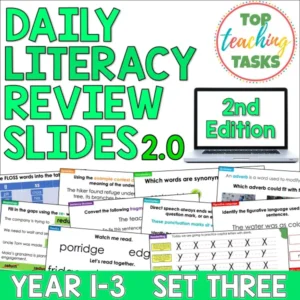 Daily Literacy Review Slides for Year 4-6: Set Three 2nd Edition
