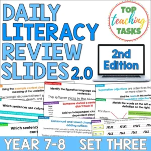 Daily Literacy Review For Year 7-8: Set Three