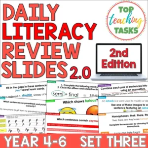 Daily Literacy Review Slides for Year 4-6: Set Three 2nd Edition