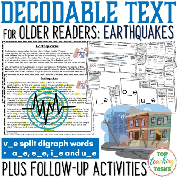 Earthquakes Decodable Text and Activities for Older Readers