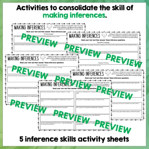 Inference Skills Activities for Any Fiction Text b Inference Skills Activities for Any Fiction Text b