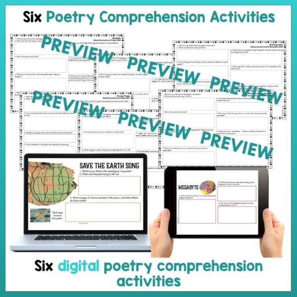 Poetry Comprehension Activities b Poetry Comprehension Activities b