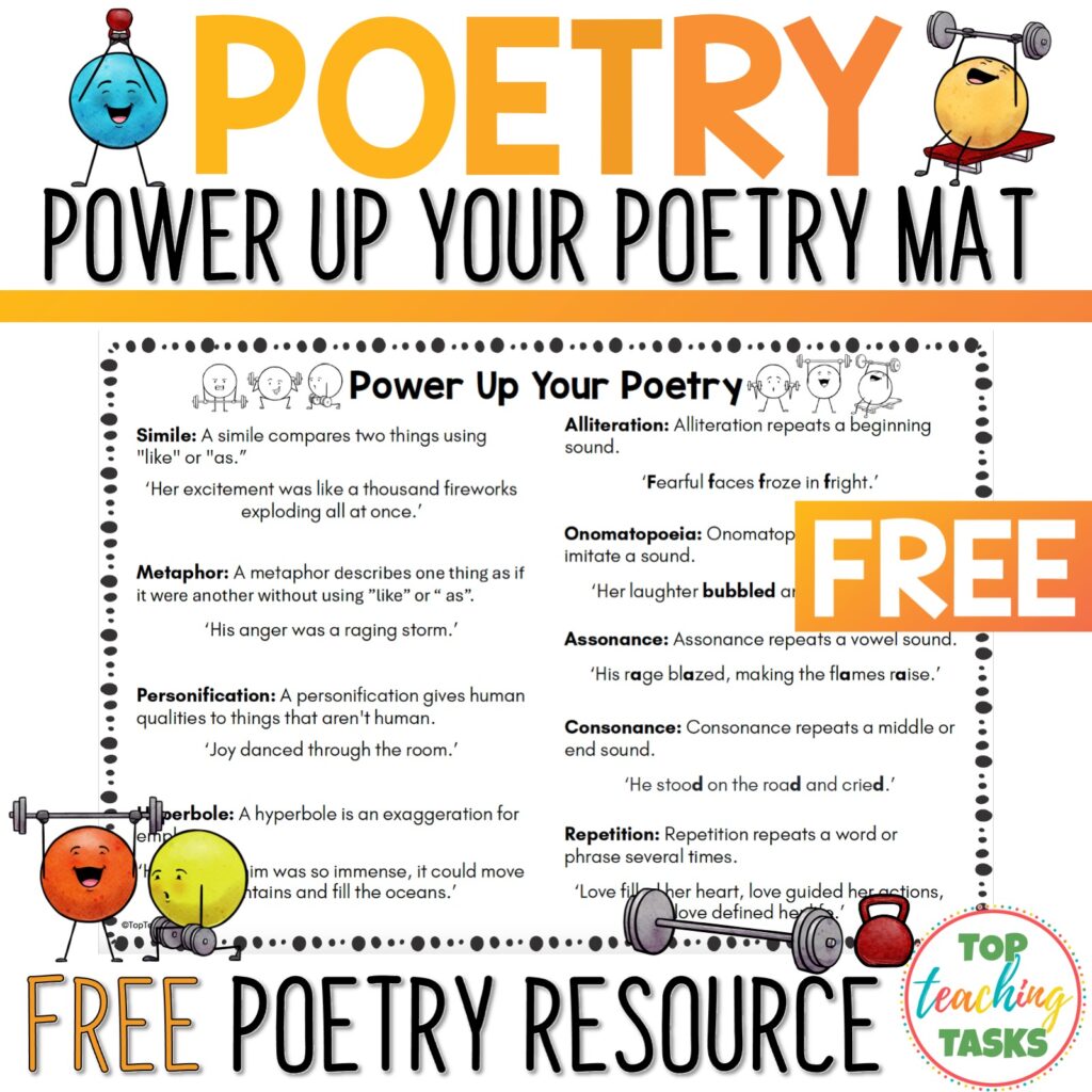 'Power Up Your Poetry' Elements of Poetry Mat - Top Teaching Tasks