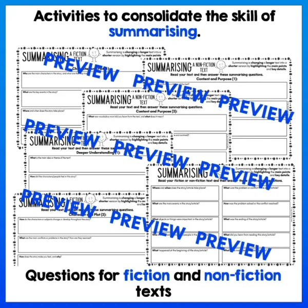 Summarising Activites Pack b Summarising Activites Pack b