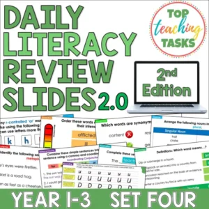 Daily Literacy Review Slides for Year 1-3: Set Four Second Edition