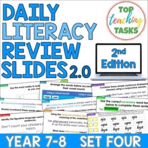 Daily Literacy Review Slides for Year 7-8: Set Four 2nd Edition