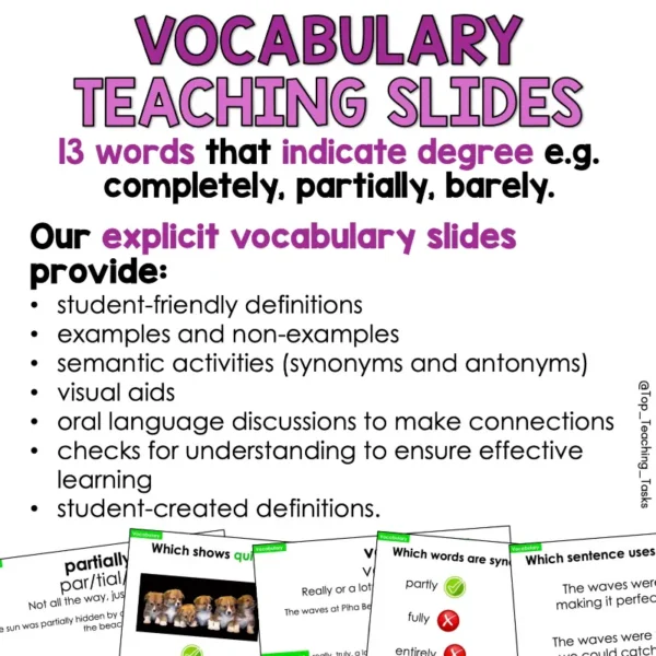 Vocabulary Explicit Teaching Slides Year 3 Wods for Degree b Vocabulary Explicit Teaching Slides Year 3 Wods for Degree b