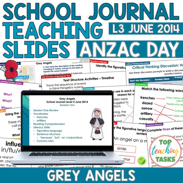 Anzac Day Whole Class School Journal Resource Year 5 & 6 - Grey Angels SJ L3 2014