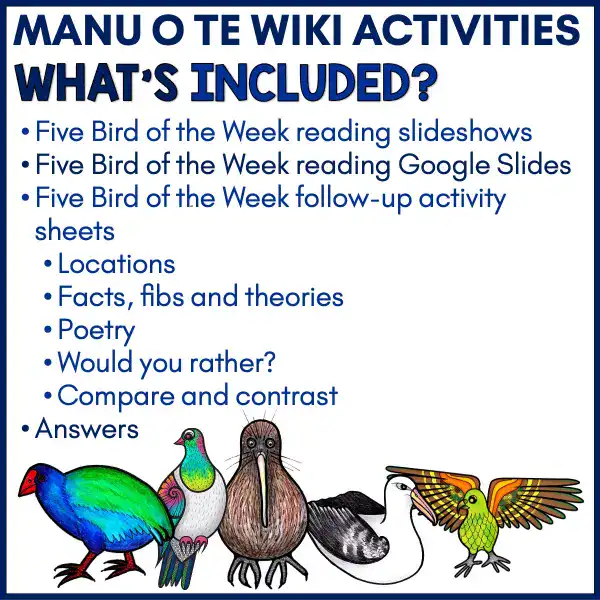 Manu o te Wiki reading activities a Manu o te Wiki reading activities a