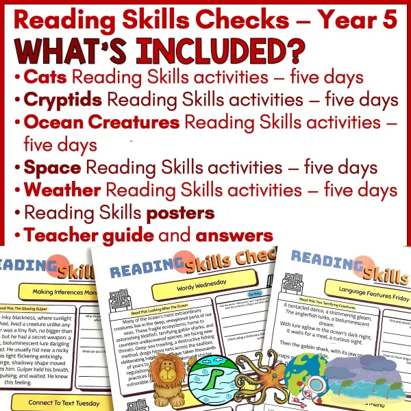 Reading Skills Checks Big Cats, Cryptids, Ocean Creatures, Weather & Space Y5 a Reading Skills Checks Big Cats, Cryptids, Ocean Creatures, Weather & Space Y5 a