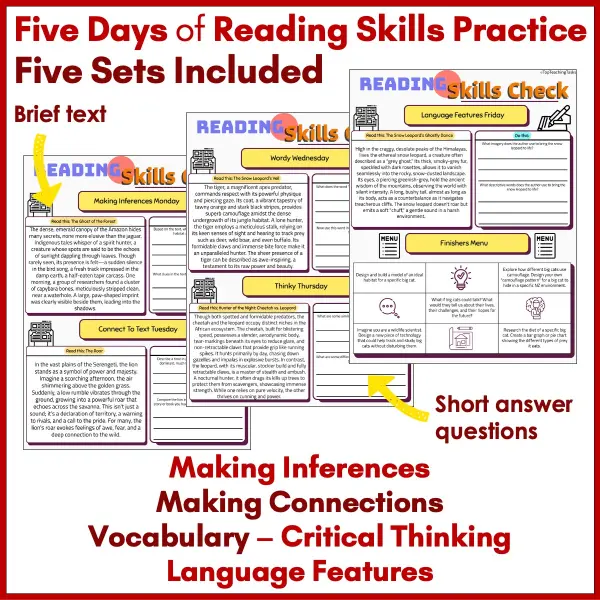 Reading Skills Checks Big Cats, Cryptids, Ocean Creatures, Weather & Space Y5 b Reading Skills Checks Big Cats, Cryptids, Ocean Creatures, Weather & Space Y5 b