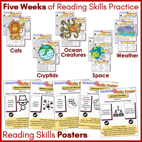 Reading Skills Checks Big Cats, Cryptids, Ocean Creatures, Weather & Space Y5 c Reading Skills Checks Big Cats, Cryptids, Ocean Creatures, Weather & Space Y5 c