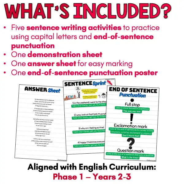 Sentence sprints punctuation activities a Sentence sprints punctuation activities a