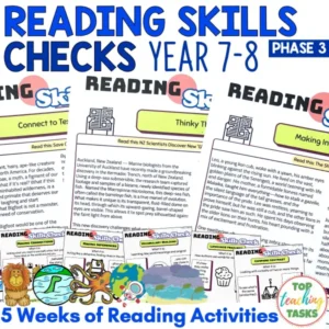 Reading Skills Checks Big Cats, Cryptids, Ocean Creatures, Weather and Space Year 7-8