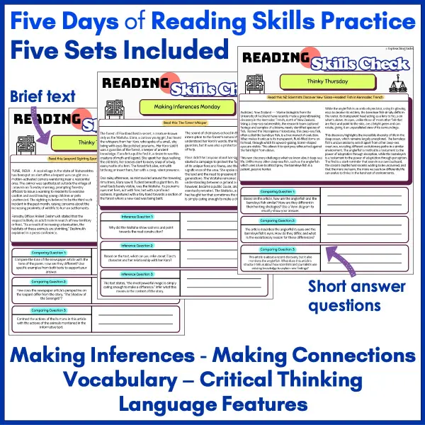 Reading Skills Practice Activities Year 7-8 b Reading Skills Practice Activities Year 7-8 b