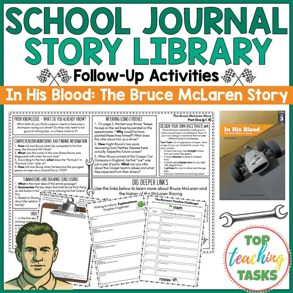 The Bruce McLaren Story.- Story Library Activities