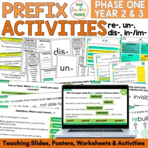Prefixes Activities: A Complete Teaching and Practice Unit For Year 2-3