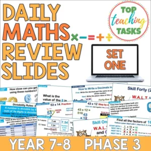 Daily Maths Reviews For Year 7-8 Set One - Daily Maths Practice - Spiral Review