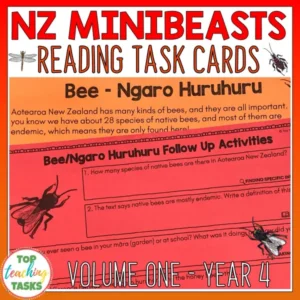 Minibeasts Reading Task Cards and Writing Activities - Volume One, Year 4