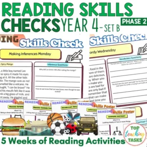 Reading Skills Checks Year 4 - Food, Natural Disasters, Sports, Insects & Vehicles