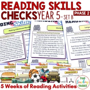 Reading Skills Checks Year 5 - Food, Natural Disasters, Sports, Insects and Vehicles