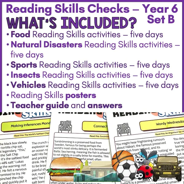 Reading Skills Practice Activities Year 6 Set B a Reading Skills Practice Activities Year 6 Set B a
