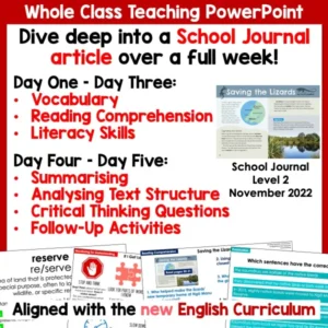 Saving the Lizards whole class activities a