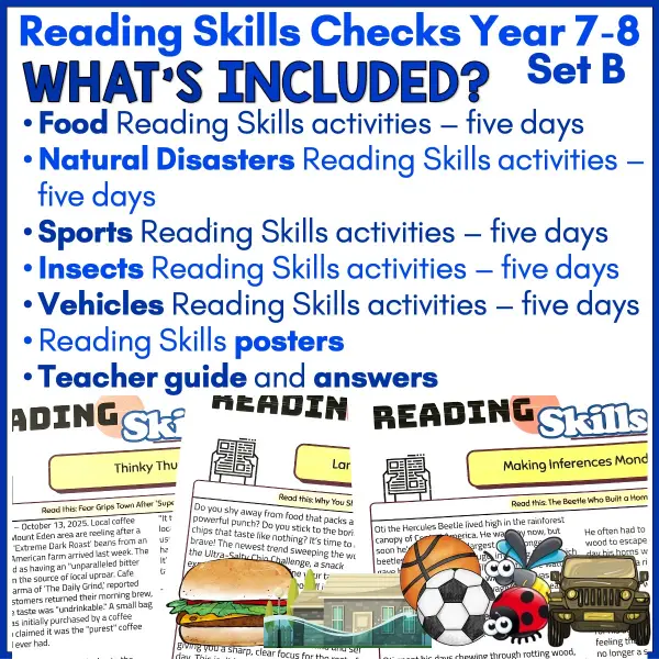 Reading Skills Practice Activities Year 7-8 Set B a Reading Skills Practice Activities Year 7-8 Set B a