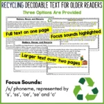 Recycle Decodable Text and Activities for Older Readers a