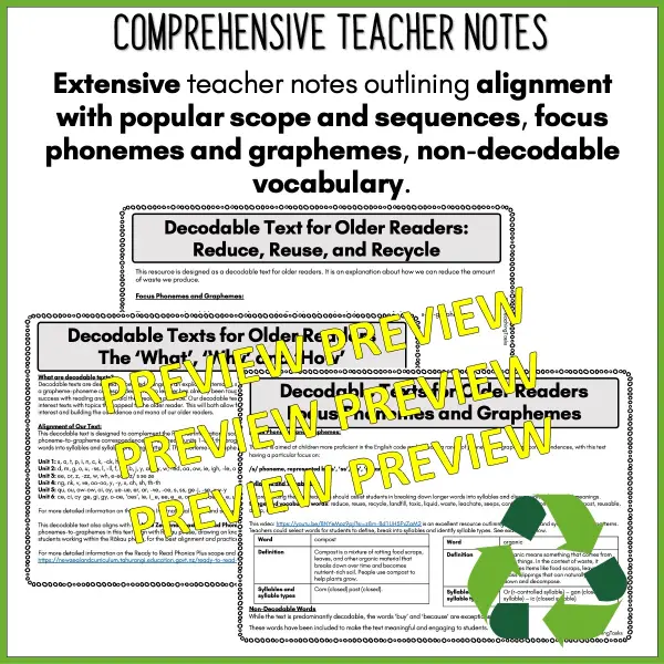 Recycle Decodable Text and Activities for Older Readers c Recycle Decodable Text and Activities for Older Readers c