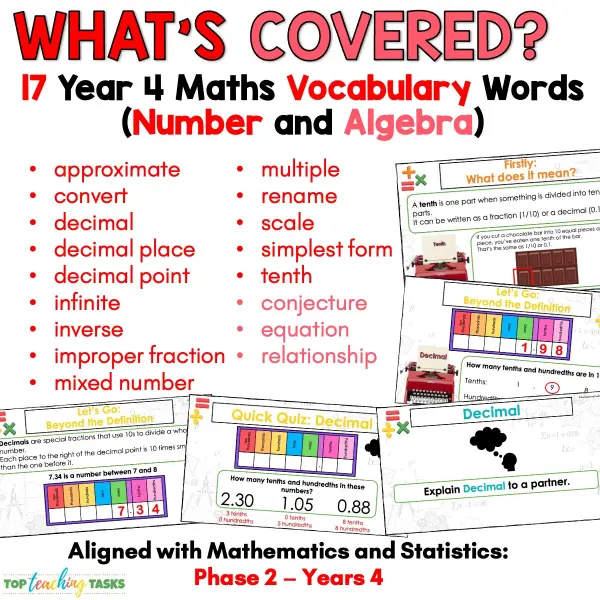 Year 4 Vocabulary Slides - Number and Algebra a Year 4 Vocabulary Slides - Number and Algebra a