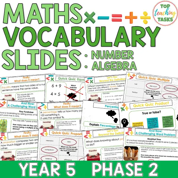 Year 5 Vocabulary Slides - Number and Algebra