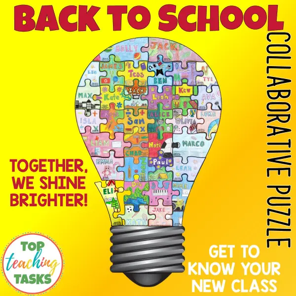 Back to school collaborative puzzle light bulb Back to school collaborative puzzle light bulb