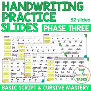 Handwriting Practice Slides - New Zealand Basic Script and Cursive (Years 7-8)