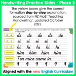 Handwriting Practice Slides NZ Basic Script Phase Three a