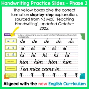 Handwriting Practice Slides NZ Basic Script Phase Three a