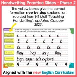 Handwriting Practice Slides NZ Basic Script Phase Two a