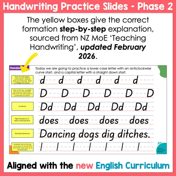 Handwriting Practice Slides NZ Basic Script Phase Two a Handwriting Practice Slides NZ Basic Script Phase Two a