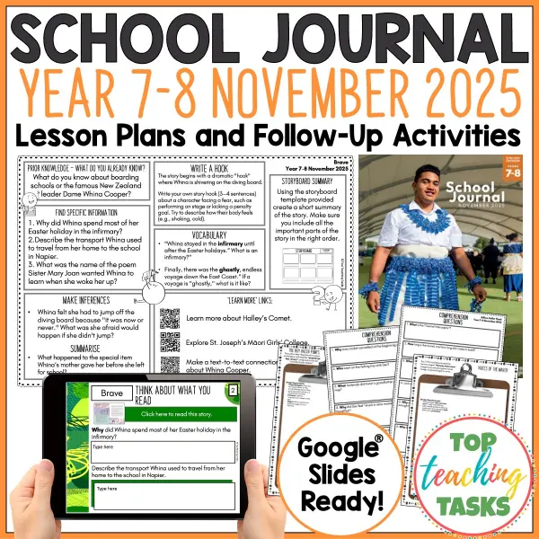 School Journal Year 7-8 Nov 2025 activities