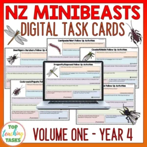 Minibeasts Digital Reading and Writing Task Cards - Volume One, Year 4