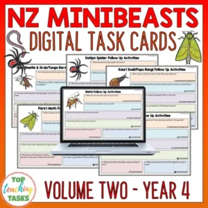 Minibeasts Digital Reading and Writing Task Cards - Volume Two, Year 4