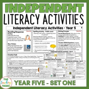 Independent Literacy Activities: Year 5 (Set One) - Spelling and Writing Skills